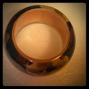 FABRIC LUCITE Thick Vintage Bangle Bracelet